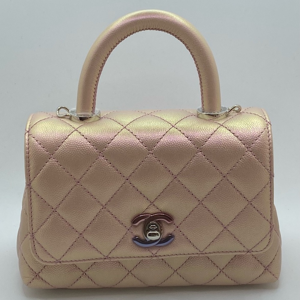 Sold-Iridescent Pink Extra Mini Chanel Coco Handle